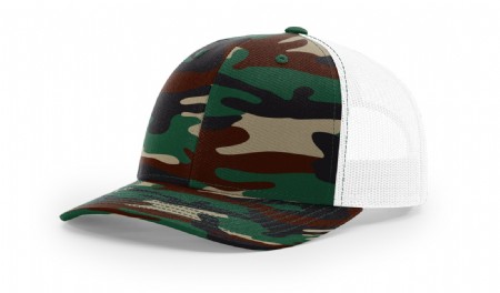 Richardson Printed Trucker Cap - Green Camo/White